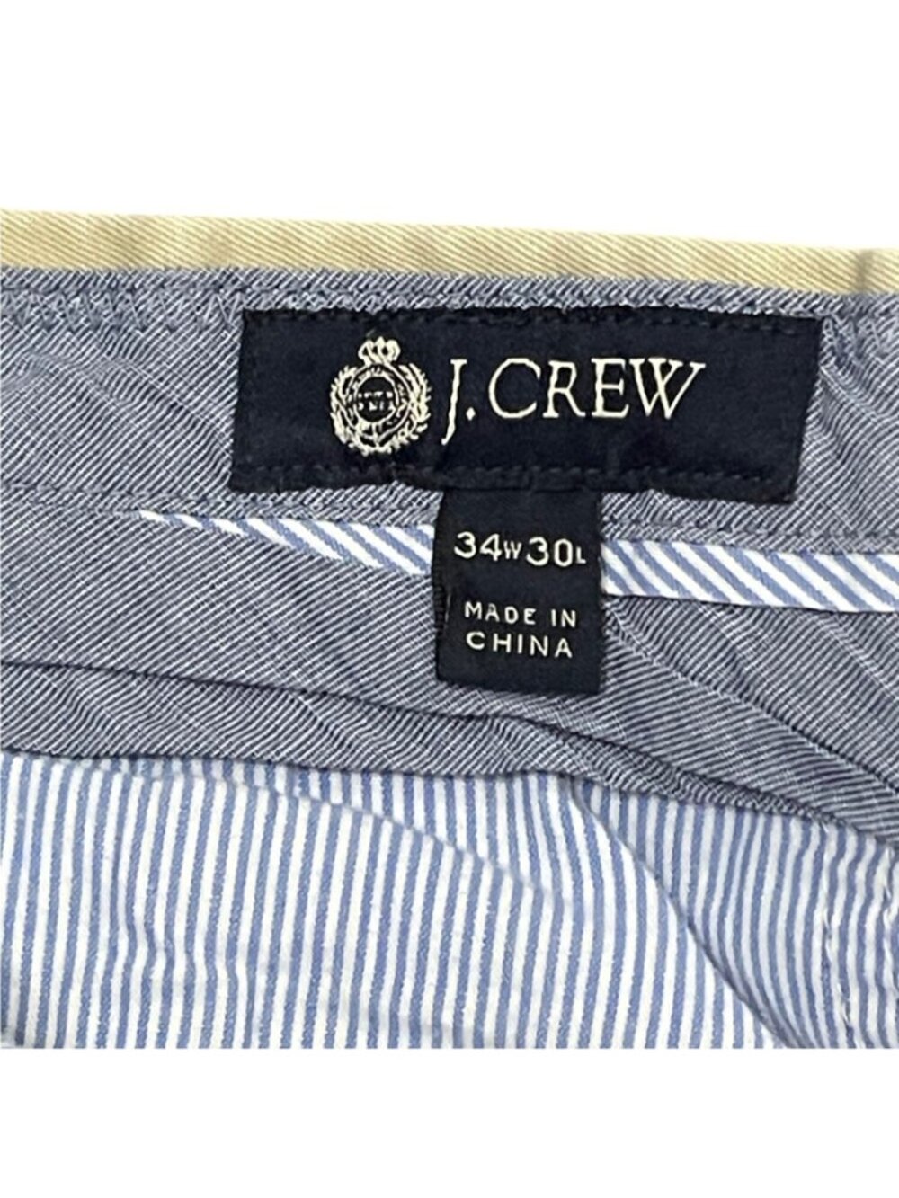J. Crew Mens 34x30 Flat Front Khaki Cotton Casual Chino Pants Beige - Picture 5 of 13